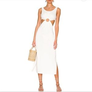 Solid and striped cut out midi